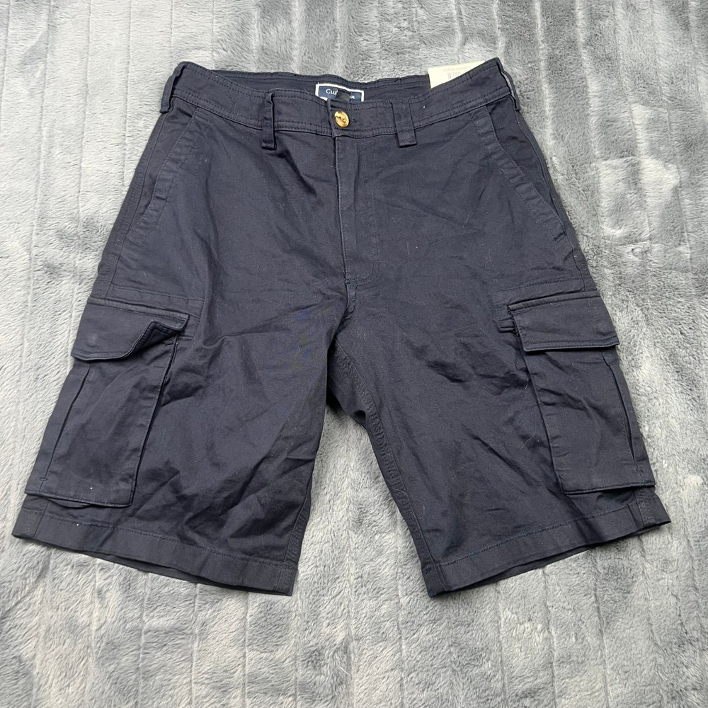 Club Room Mens Navy Blue Stretch Cargo Shorts Classic Fit Size 30W 10in Inseam